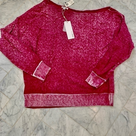 Minnie Rose NWT hot pink overdyed off the shoulder cotton cashmere size XL - Picture 9 of 9